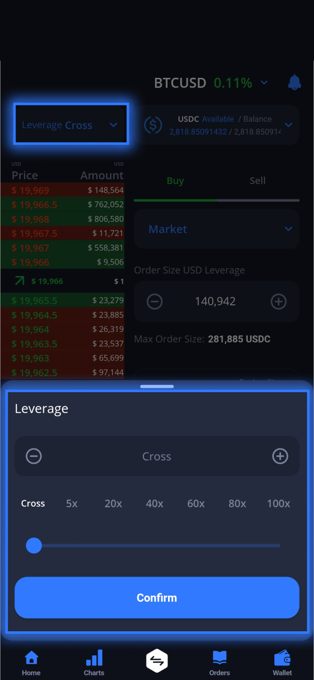 Margex platform interface