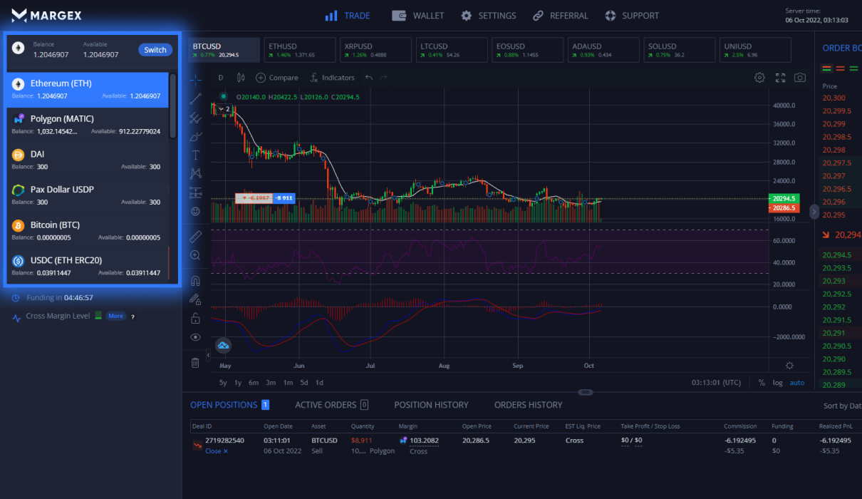 Margex platform interface